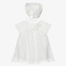 Sofija-فستان دانتيل عاجي للبنات مع قبعة | Childrensalon Outlet