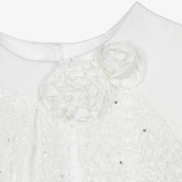 Sofija-فستان دانتيل عاجي للبنات مع قبعة | Childrensalon Outlet