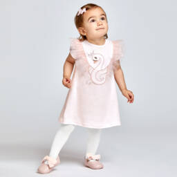 Sofija-Розовое хлопковое платье для девочек | Childrensalon Outlet