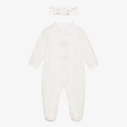 Sofija-Ivory Babygrow & Headband Set | Childrensalon Outlet