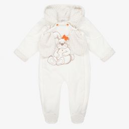 Sofija-Ivory Cotton Baby Pramsuit | Childrensalon Outlet