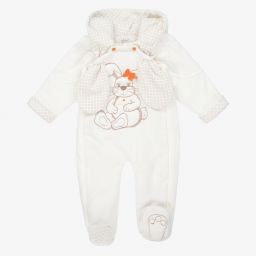 Sofija-Ivory Cotton Baby Pramsuit | Childrensalon Outlet
