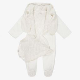 Sofija-Ivory Cotton Baby Pramsuit | Childrensalon Outlet