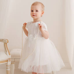 Sofija-Кремовое платье из тюля и джерси | Childrensalon Outlet