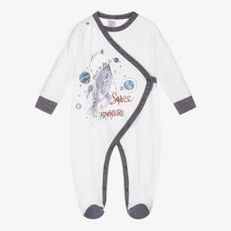 Sofija-White Cotton Space Babygrow | Childrensalon Outlet