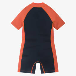 Soli Swim-Boys Navy Blue & Orange Wet Suit | Childrensalon Outlet