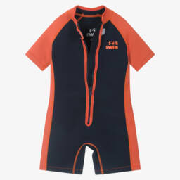 Soli Swim-Boys Navy Blue & Orange Wet Suit | Childrensalon Outlet