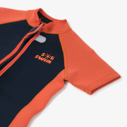 Soli Swim-Boys Navy Blue & Orange Wet Suit | Childrensalon Outlet