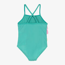 Soli Swim-Girls Blue Ruffle Swimsuit (UPF50+) | Childrensalon Outlet