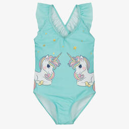 Soli Swim-Girls Blue Unicorn Swimsuit (UPF50+) | Childrensalon Outlet