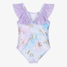 Soli Swim-Girls Lilac & Gold Unicorn Print Swimsuit (UPF50+) | Childrensalon Outlet