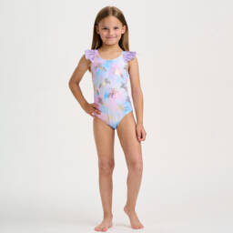 Soli Swim-Girls Lilac & Gold Unicorn Print Swimsuit (UPF50+) | Childrensalon Outlet