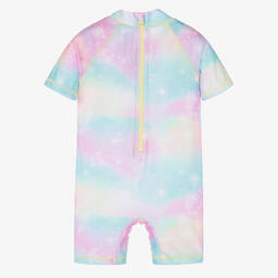 Soli Swim-Розово-голубой солнцезащитный комбинезон с единорогом (UPF50+) | Childrensalon Outlet