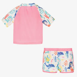 Soli Swim-Розовый солнцезащитный топ и шорты с русалками (UPF50+) | Childrensalon Outlet