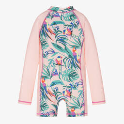 Soli Swim-Розовый солнцезащитный комбинезон с попугаями (UPF50+) | Childrensalon Outlet
