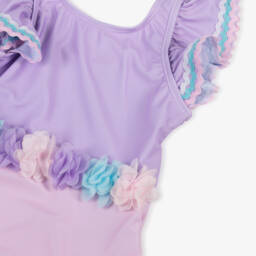 Soli Swim-Girls Pink & Purple Flowers Swimsuit (UPF50+) | Childrensalon Outlet