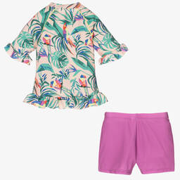 Soli Swim-Солнцезащитный топ с тропическим принтом и розовые шорты (UPF50+) | Childrensalon Outlet