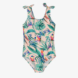 Soli Swim-Розовый купальник с тропическим принтом (UPF50+) | Childrensalon Outlet