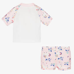 Soli Swim-Розовый солнцезащитный топ и шорты с единорогами (UPF50+) | Childrensalon Outlet