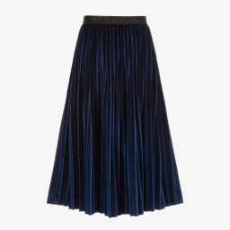Sonia Rykiel Paris-Синяя плиссированная юбка из велюра | Childrensalon Outlet
