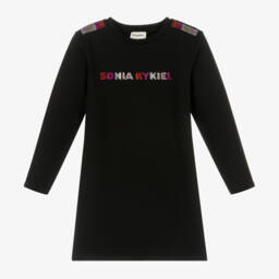 Sonia Rykiel Paris-Girls Black Diamanté Knit Dress | Childrensalon Outlet