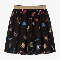 Sonia Rykiel Paris- Girls Black Stars & Charms Skirt | Childrensalon Outlet