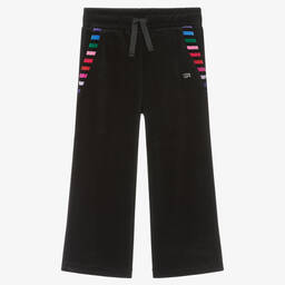 Sonia Rykiel Paris-Girls Black Velour Stripe Joggers | Childrensalon Outlet