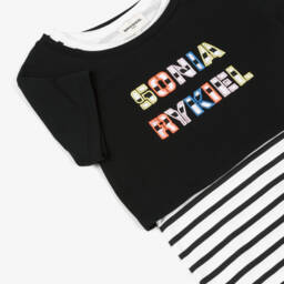 Sonia Rykiel Paris-Хлопковый комплект в полоску для девочек антрацитового цвета | Childrensalon Outlet