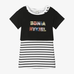 Sonia Rykiel Paris-Хлопковый комплект в полоску для девочек антрацитового цвета | Childrensalon Outlet