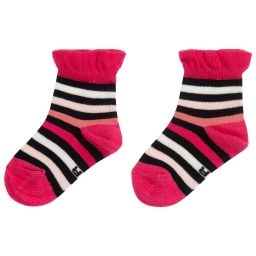 Sonia Rykiel Paris-جوارب مزيج قطن مقلم لون زهري للبنات | Childrensalon Outlet