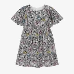 Sonia Rykiel Paris-Платье из хлопка с черными цветами для девочек | Childrensalon Outlet