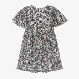 Sonia Rykiel Paris-Платье из хлопка с черными цветами для девочек | Childrensalon Outlet