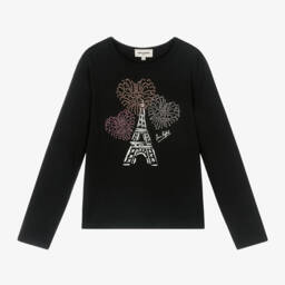 Sonia Rykiel Paris-Girls Cotton Paris Design Top | Childrensalon Outlet