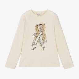 Sonia Rykiel Paris-Girls Cream Cotton Jersey Top | Childrensalon Outlet