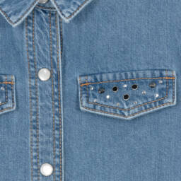 Sonia Rykiel Paris-Girls Denim Sparkle Logo Shirt | Childrensalon Outlet