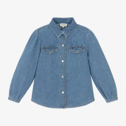 Sonia Rykiel Paris-Girls Denim Sparkle Logo Shirt | Childrensalon Outlet