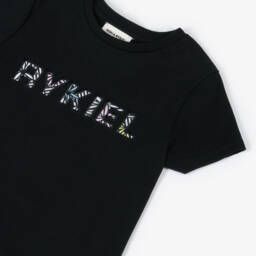 Sonia Rykiel Paris-Girls Elegant Black Embroidered Tee | Childrensalon Outlet