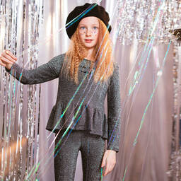 Sonia Rykiel Paris-Girls Glittery Silver Top | Childrensalon Outlet