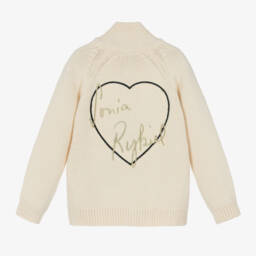 Sonia Rykiel Paris-Girls Ivory Knit Zip Jacket | Childrensalon Outlet