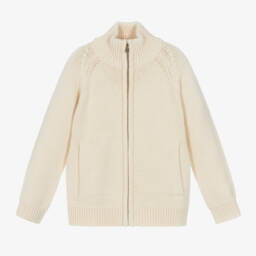 Sonia Rykiel Paris-Girls Ivory Knit Zip Jacket | Childrensalon Outlet