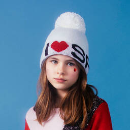 Sonia Rykiel Paris-Girls Ivory Knitted Logo Hat | Childrensalon Outlet