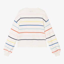 Sonia Rykiel Paris-Girls Ivory Multi-Stripe Knit Cardigan | Childrensalon Outlet