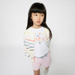 Sonia Rykiel Paris-Girls Ivory Multi-Stripe Knit Cardigan | Childrensalon Outlet