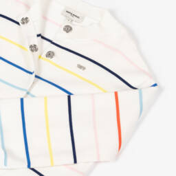 Sonia Rykiel Paris-Girls Ivory Multi-Stripe Knit Cardigan | Childrensalon Outlet