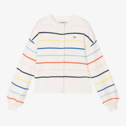 Sonia Rykiel Paris-Girls Ivory Multi-Stripe Knit Cardigan | Childrensalon Outlet