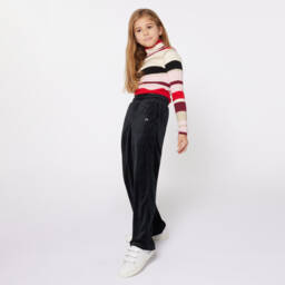 Sonia Rykiel Paris-توب بياقة عالية مقلم محبوك لون أحمر للبنات | Childrensalon Outlet