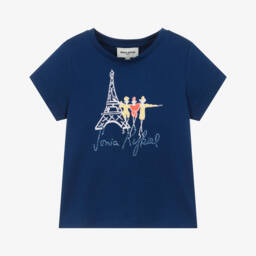 Sonia Rykiel Paris-Girls Parisian Blue Cotton Tee | Childrensalon Outlet