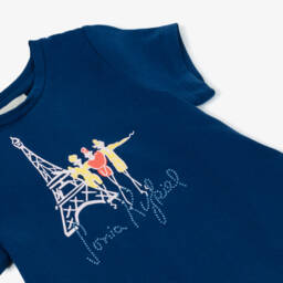 Sonia Rykiel Paris-Girls Parisian Blue Cotton Tee | Childrensalon Outlet
