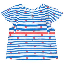 Sonia Rykiel Paris-Girls Red & Blue Cotton Blouse | Childrensalon Outlet