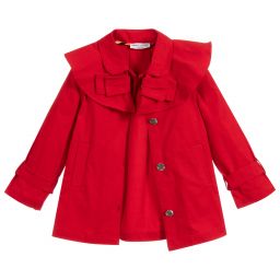 Sonia Rykiel Paris-Girls Red Cotton Coat | Childrensalon Outlet